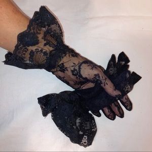 Vintage black lace gloves